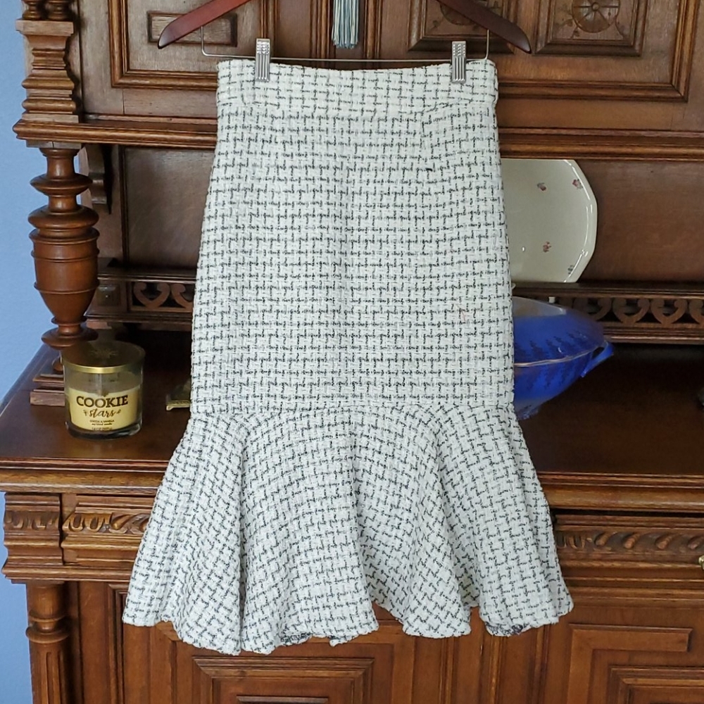 Winter tweed skirt, S, white/black/silver.